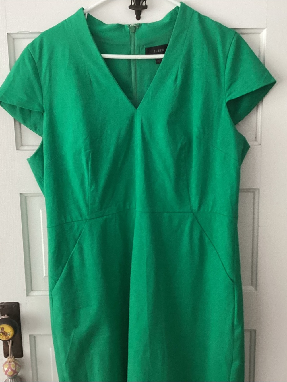 J. Crew Bright Green V-Neck Cap Sleeve Tunic Dress